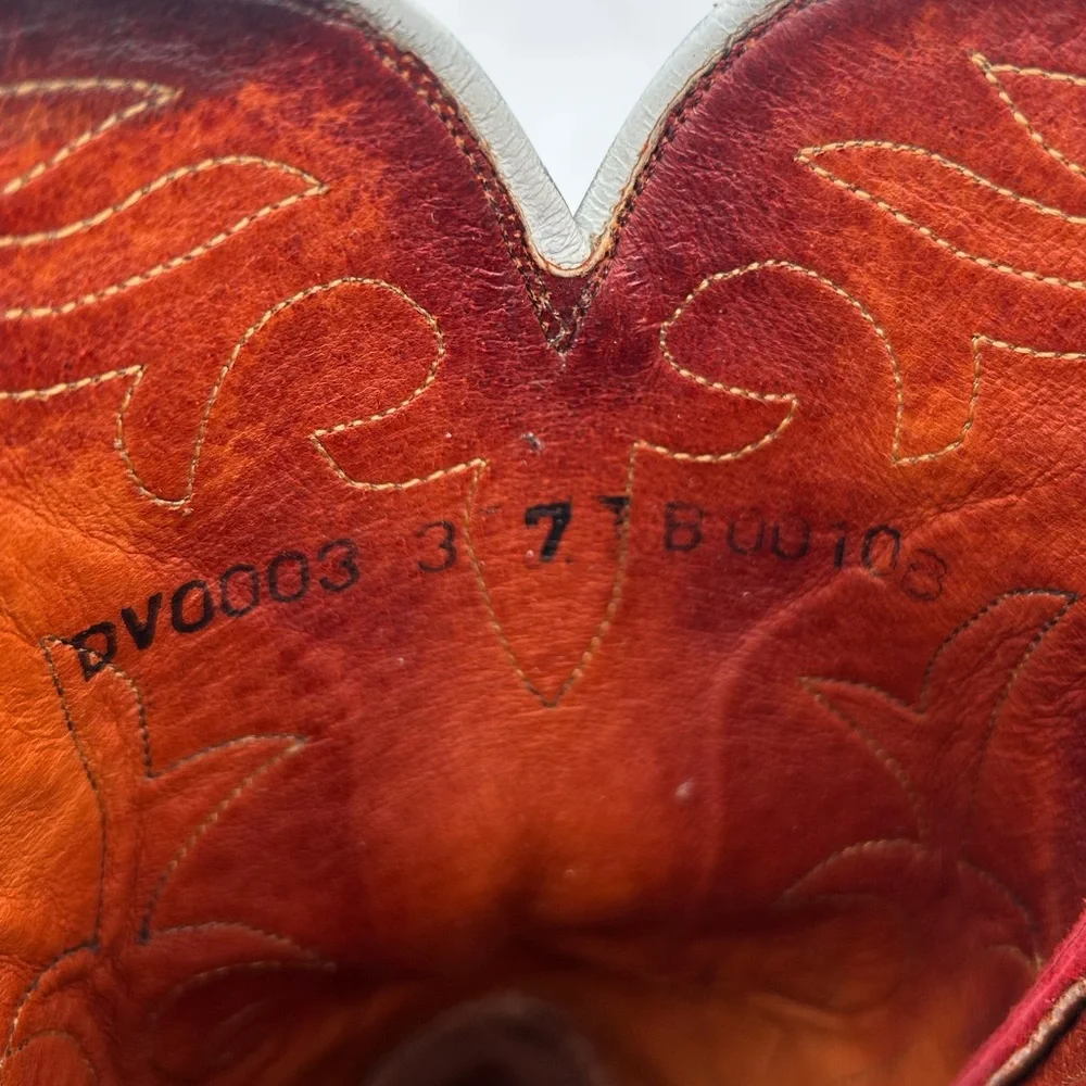 Lucchese Women’s Western Cowboy Boots Red Teal & Brown Distressed Leather Size 7 - Picture 14 of 17